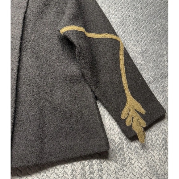 Covelo Wool Jacket XL Floral Embroidered Art Wear‎ Silk Collar Asymmetrical Zip - Picture 5 of 13